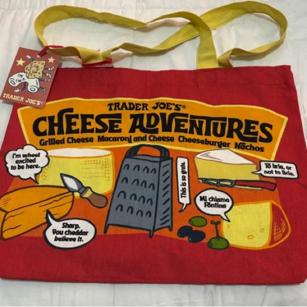 Trader Joe's Reusable Cloth Cheese Adventures Tote Bag